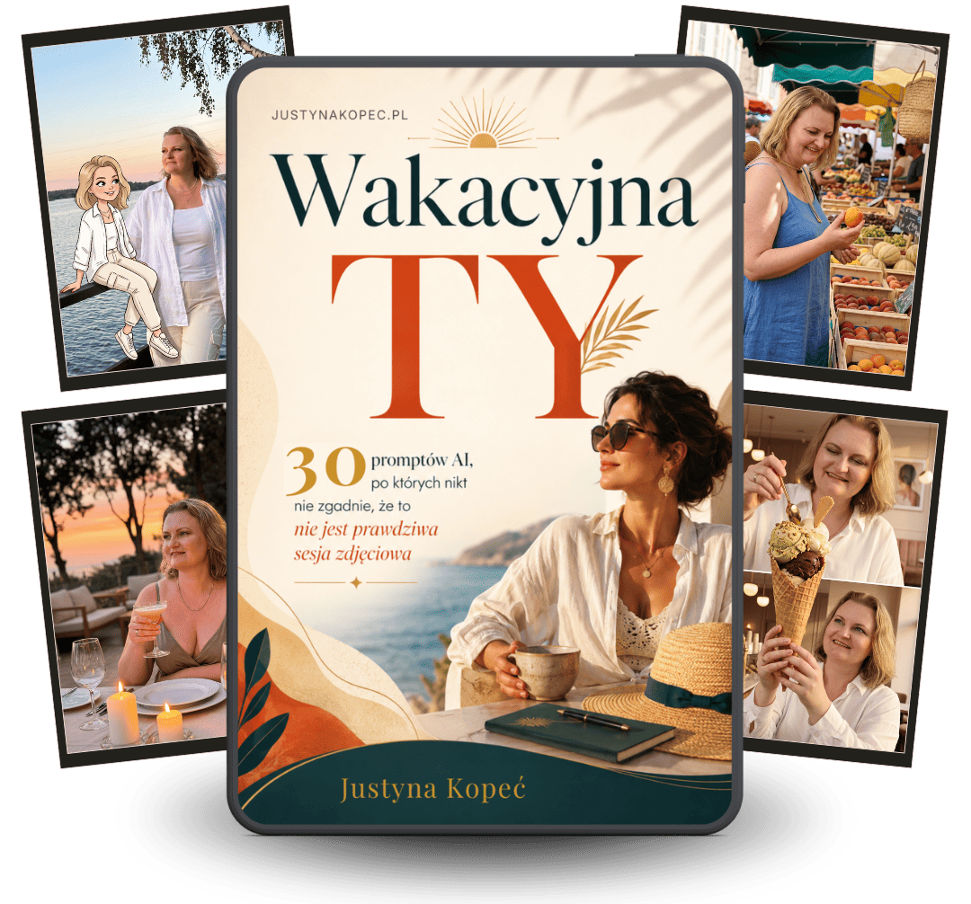 Wakacyjna Ty. 30 promptów AI na&nbsp;letnie zdjęcia ebook Justyna Kopeć