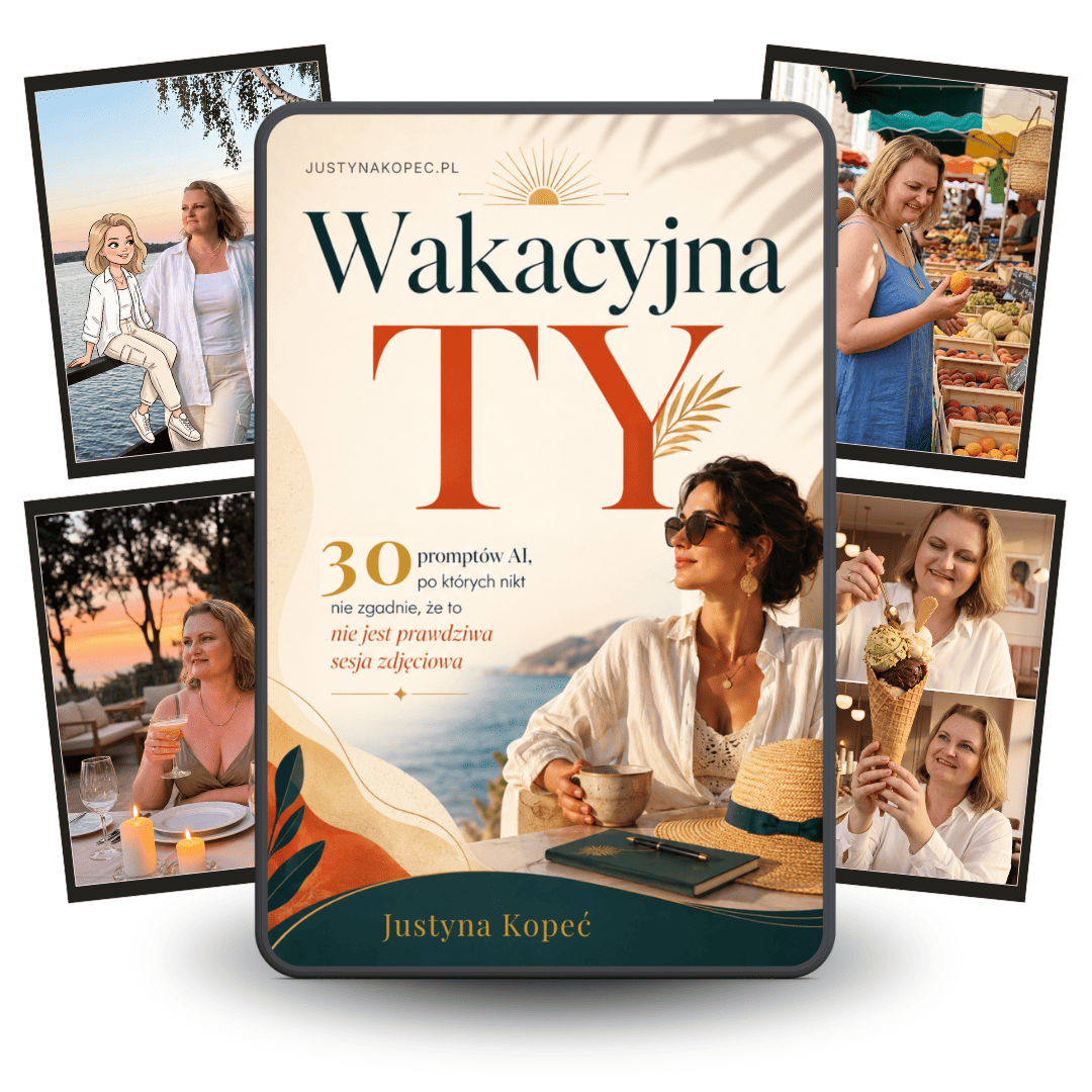 Wakacyjna Ty. 30 promptów AI na&nbsp;letnie zdjęcia ebook Justyna Kopeć